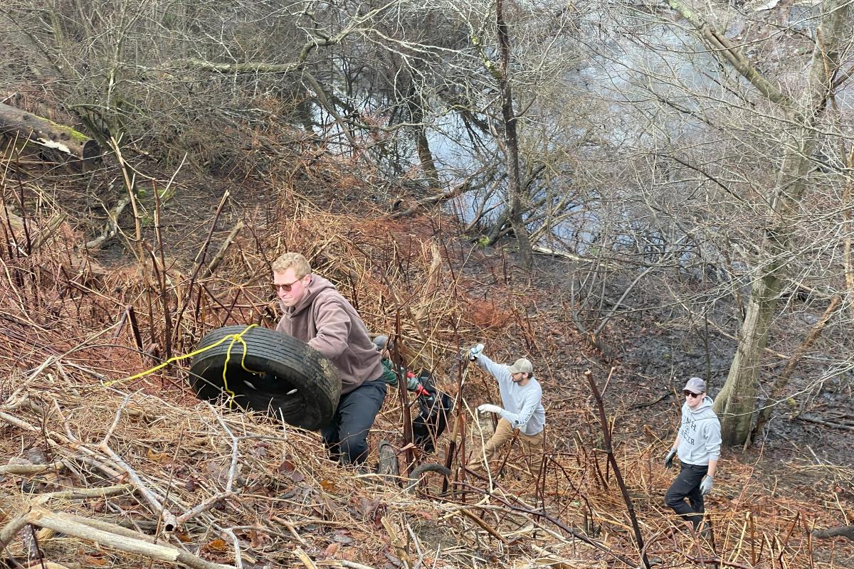 bringing spare tire up the slope