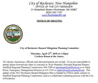 Notice of Hazard Mitigation Planning Committee meeting
