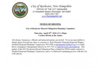 Notice of Meeting for Hazard Mitigation Planning Committee