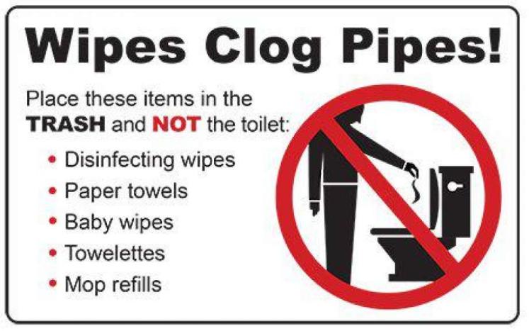 Wipes Clog Pipes - Don't Flush!